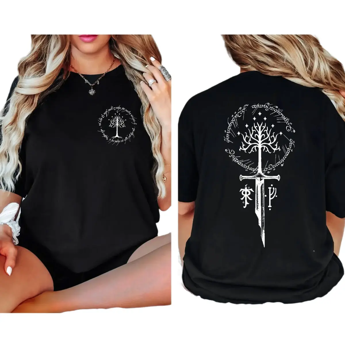 L0rd of the Rings Shirt, L0TR merch Shirt, Bookish Merch Unisex 2 Sides T-Shirt Classic Cotton