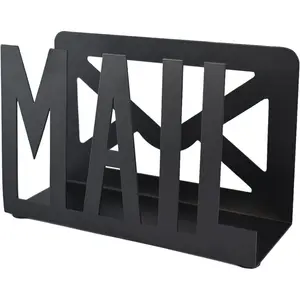 Desktop Letter Holder TwoSided Designs Black Metal Desktop Cutout Mail Letter Holder Letter Sorter Envelope Holder for Home Office School Bill Filling Paper Document