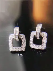 1 Pair Fashion Cubic Zirconia Stones Stud Earrings For Women For Wedding Party Engagement Anniversary Jewelry Valentine's Day Gift