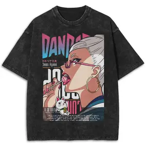 Dandadan Heavy Oversized Acid-Washed T-Shirt, Y2K Seiko Ayase Streetwear, Japanese Animation Tee, Dandadan Anime Manga Shirt