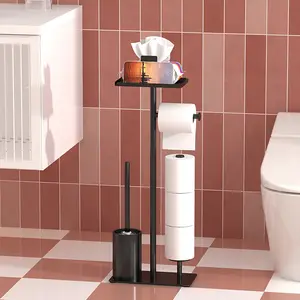 Modern Design Toilet Paper Holder with Phone Stand, Tissue Dispenser, Easy Installation Bathroom Organizer Rack, Space-Saving Storage Solution
