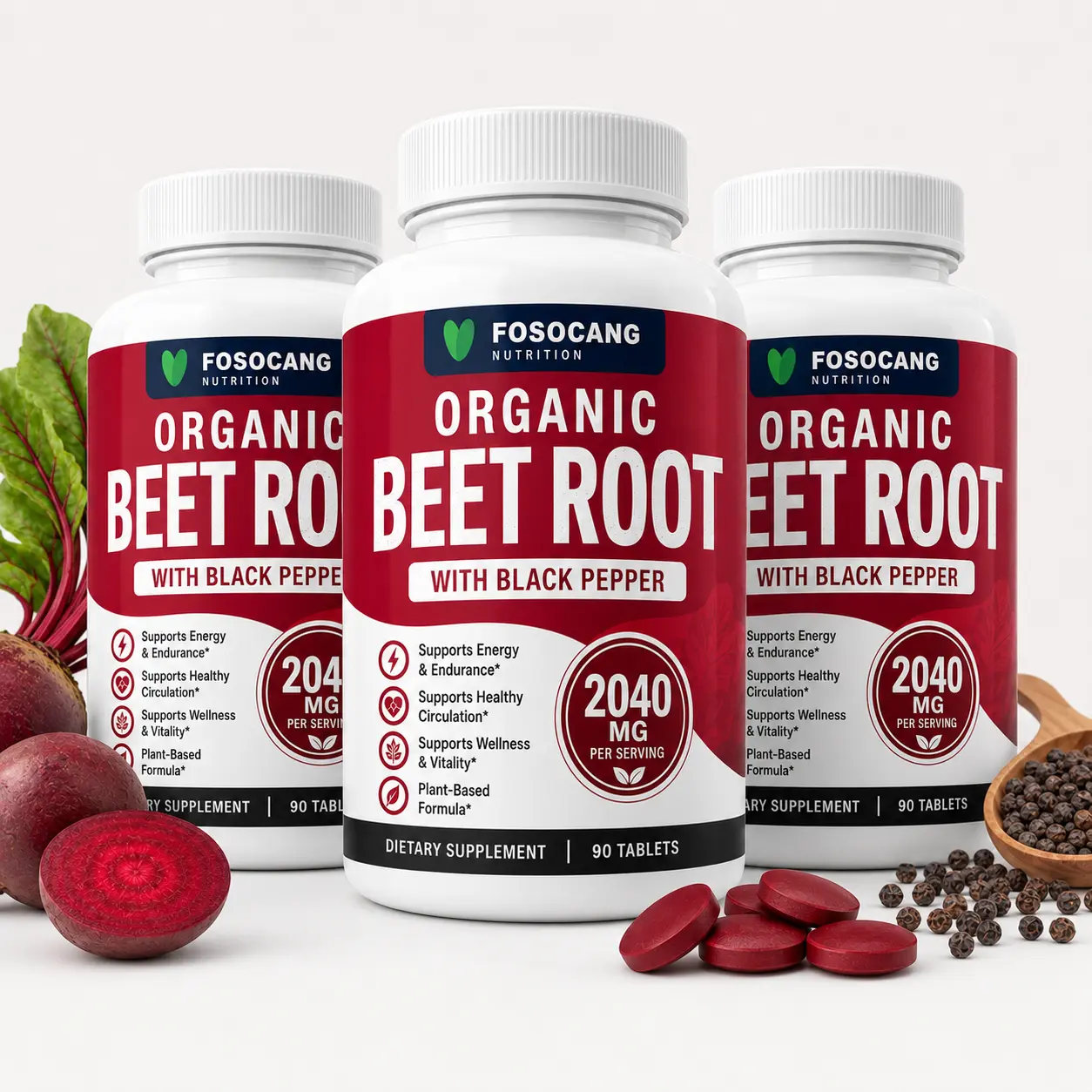 FoSoCang Organic Beet Root Tablets -2040mg Nitric Oxide Booster DietarySupplement for Fitness & Healthcare Support(Vitamin-Infused Blended Wellness Formula)
