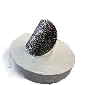 925 sterling silver Mexican Aztec Sun Ring Unisex Size 7.5 Discover ancestral meaning of this authentic jewelry Gift Anillo del Sol Azteca Plata Mexicana Original Solida regalos unisex autentico simbolo prehispanico