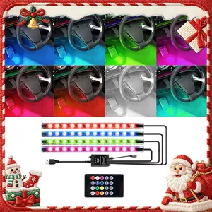 12V RGB Smart Car Interior Lights - App & Remote Control, Music Sync Color Changing LED Under Dash Lighting with DIY Mode, Multiple Scene Options & Charger