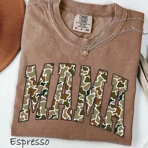 Camo Colors Duck Camo Garment Washed T-shirt  with Camouflage Mama Design Unisex Top Streetwear Crewneck