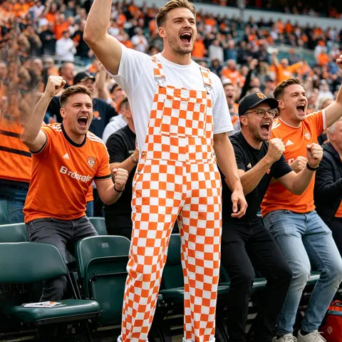 YUANBANG Football Fans Checkerd Overalls for Men and Women Stretch Denim Bib Coveralls Fashion Fall Winter Casual Comfy Rompers Game Day Outfits Teacher Wear Gifts for Dad Son Mom Y2K Menswear Womswear