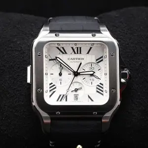 Cartier Santos White Automatic Mechanical XL Triple-Subdial Chronograph 44 x 51.8 mm