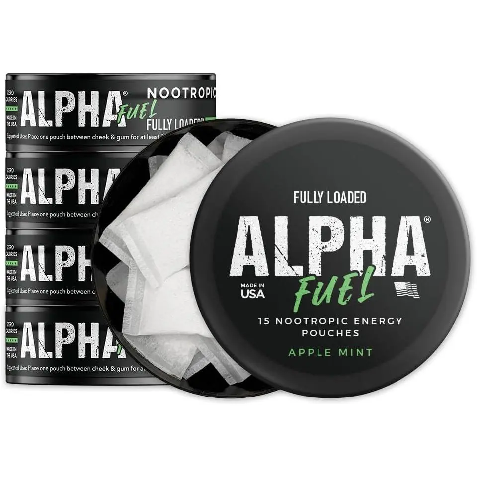 Fully Loaded Alpha Fuel Nootropic Pouches (Apple Mint Fuel) - Nootropic Energy Pouches with Caffeine, Alpha GPC, Tyrosine, Taurine, Guarana and More