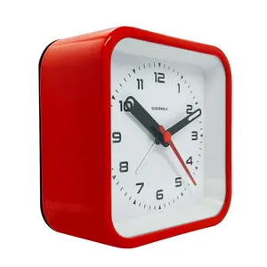 Railway Red Alarm Clock - Bold Square Silhouette - LED Display - Quiet Operation