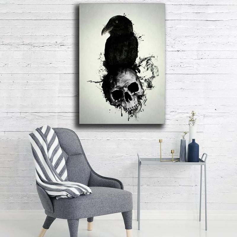 Skull and Raven Tattoo Meaning Poster Decorative Painting Canvas Wall Art Living Room Posters Bedroom Painting 12x18inch(30x45cm)