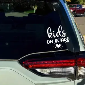 1PC "kids on board Warm Sticker for Cars Soft Element Design Suitable for Family Car Rear Windows, Bodies Delivers Parent-Child Reminder Lights Up Vehicle Details Fits Family Models Warm Decoration Goodie Car Decals"