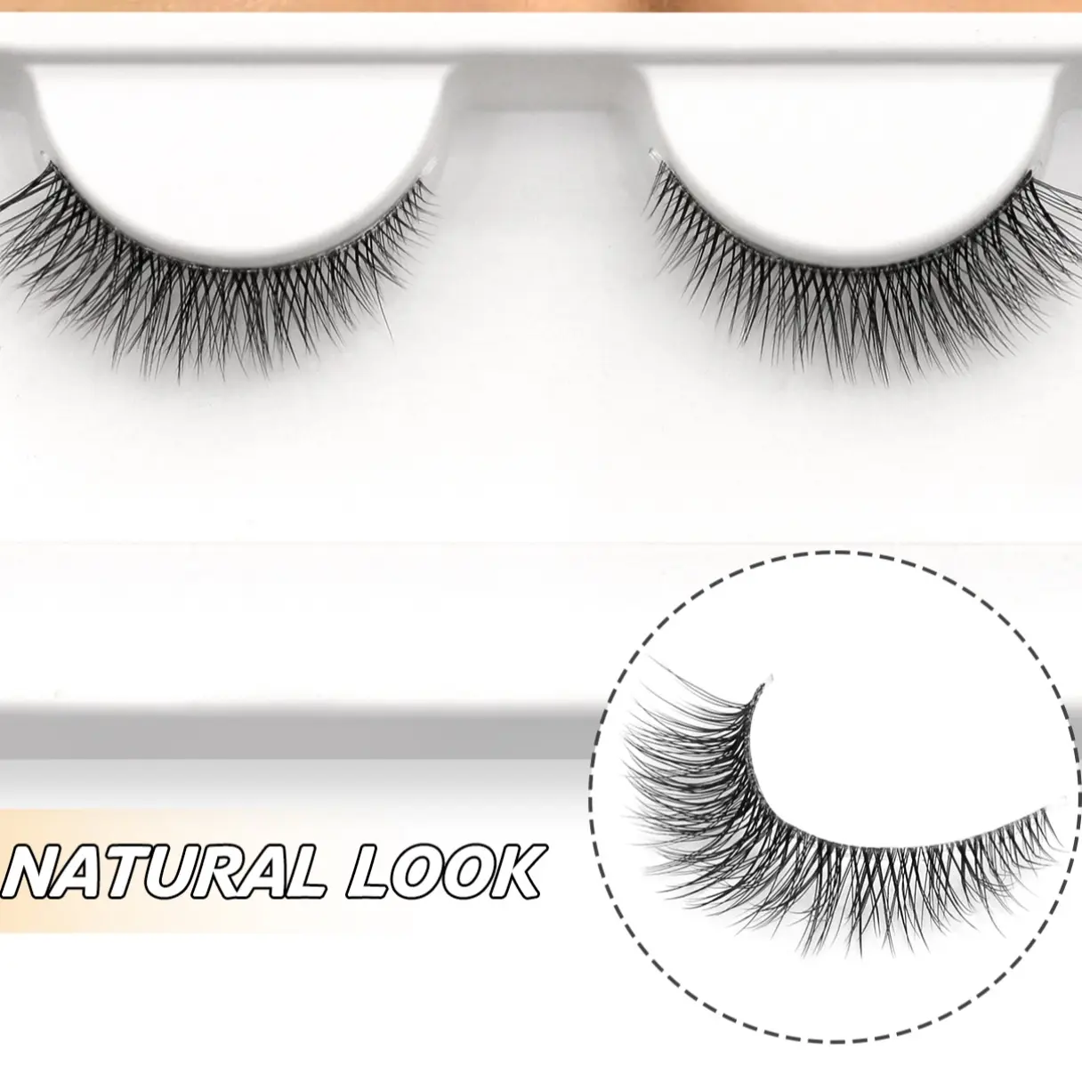 GROINNEYA 1 Pairs Natural Look Lashes Short Wispy False Lashes Thin Spiky Fake Lashes Soft Lightweight Eyelashes Natural Makeup Strip Eye Lashes With Clear Thin Band,Suitable For Vocation And Date,Reusable,Enhance Your Charm,Clear Makeup,Daily