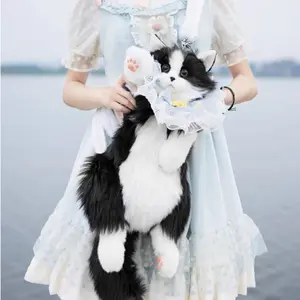 B&W fluffy cat backpackk