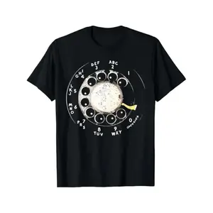 Mens Vintage Rotary Phone Dial Pattern T Shirt 100 Cotton Comfortable Short Sleeve Crew Neck Perfect for Summer Outdoor Activities and Casual Wear Casual Style Regular Fit Plus Size Graphic Tee Breathable Fabric