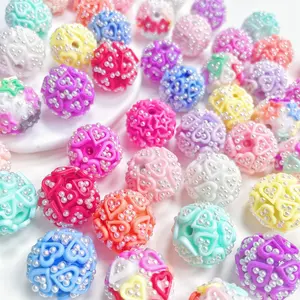 15pcs/30pcs 18mm random color heart beads,Colorful star-shaped beads with pearl - DIY accessory making set, suitable for keychains and necklaces, handmade materials