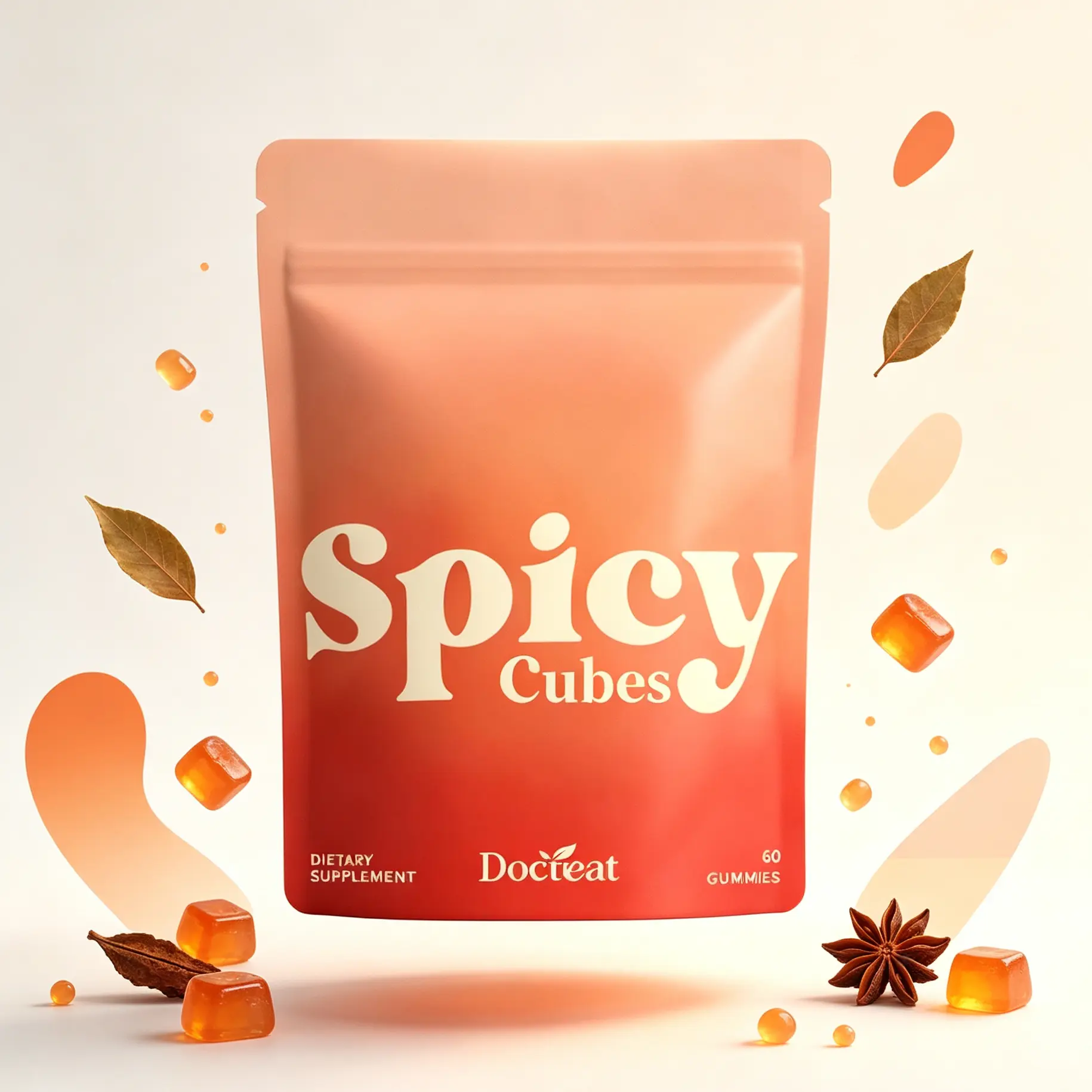 Spicy Cubes Chewy Gummies - Infused with Maca Root Extract, L-Theanine, Caffeine & Ginger, No Live Cultures (Fruit Chewy Snack)