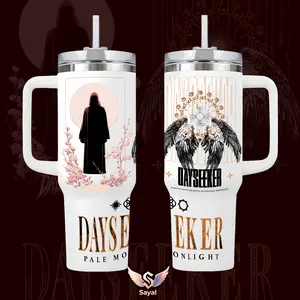 DAYSEEKER Pale Moonlight 20 - 40 oz Vacuum Insulated Cup Straw Keeps Drinks Hot Cold 12H+ For Rock Lovers & Aesthetic Vibes AlternativeRock Leak-Proof Insulated Cup for Fans Daily Vibe