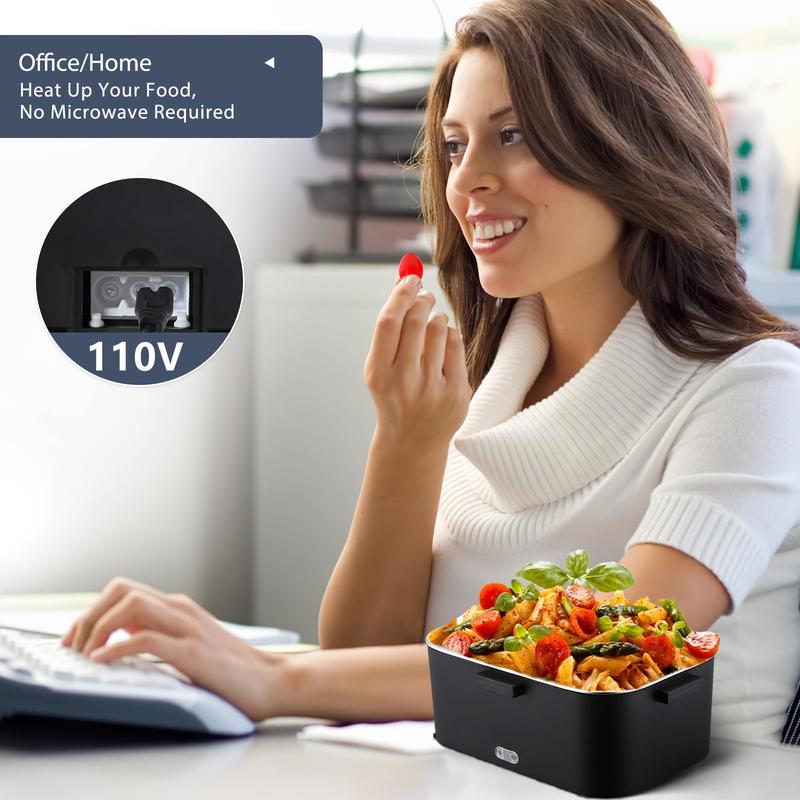 Nifogo 110V/12V/24V Multi-Scene Electric Food Warmer 1.5/1.8L Leak-Proof Portable with Tableware & Carry Bag for Car & Home