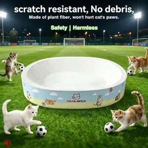 High-Strength Cartoon Print Cat Scratching Board, Debris-Free, Oval Large Space, Anti-Slip Safe Scratcher for All Cats