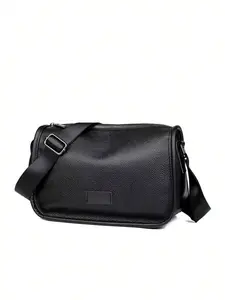 Men's Large Capacity Soft Leather Crossbody Bag, Lightweight Business Commute Shoulder Bag, Simple Daily Travel Messenger Bag