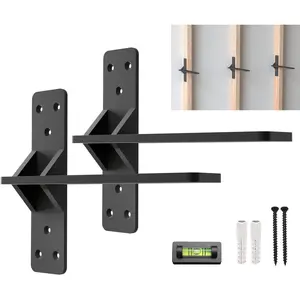 16 inch Floating Countertop Support Brackets by , Free  Floating Shelf Brackets Heavy Duty, Invisible Wall Shower Bench T Support for Vanities, Granite Countertops, (2 pack)
