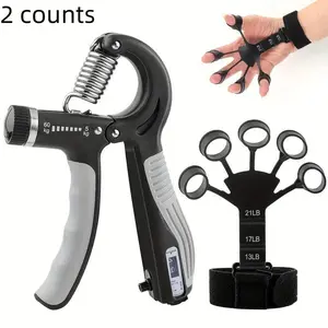 Grip Strength Training Kit, 1 Count Adjustable Grip Strength Trainer & 1 Count 3 Levels Finger Stretcher, Professional Hand Strengthener Workout Hand Grip for Men & Women