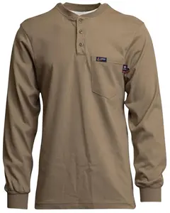 Lapco Men's Men'S Fr Solid Long Sleeve Work Henley Shirt - Frt-Hje-Kha Sm-2Xl