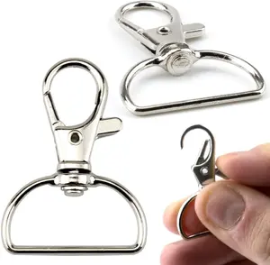 60 Pack Key Chain Clip Hook Swivel Clasp with D Ring Clip Hook Lanyard Snap Hooks 360  Flexible Lobster Claw Clasps Fastener Hooks for  Lanyard Bag Purse (Inner Width 1 Inch)