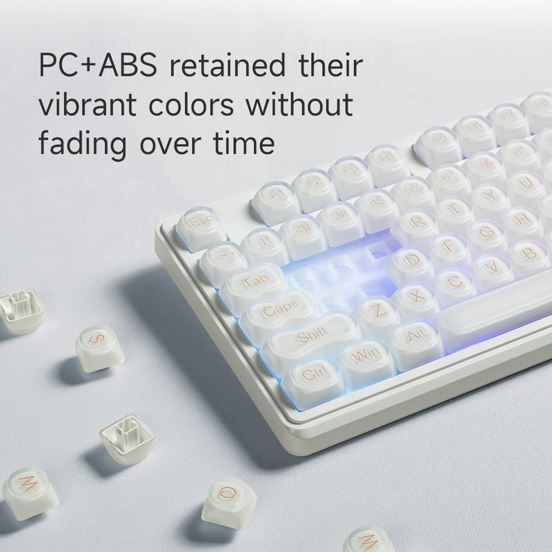 FURYCUBE IP98 Foudation Keyboard, 98 keys with Knob Transparent Keycaps Tri-Mode BT/2.4GHz/USB-C Cute Classic Keyboard with Number Pad, Media Knob Custom Mechanical Feel Keyboard, RGB Backlit Work/Office/Gaming Silent Keyboard, Budget Gift