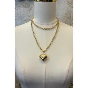 Puffy Heart Double Wrap Necklace