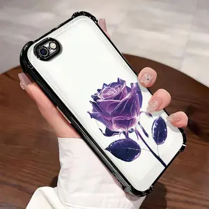 Transparent rose for【iPhone 6】four-corner anti-fall shock-absorbing transparent soft case --975
