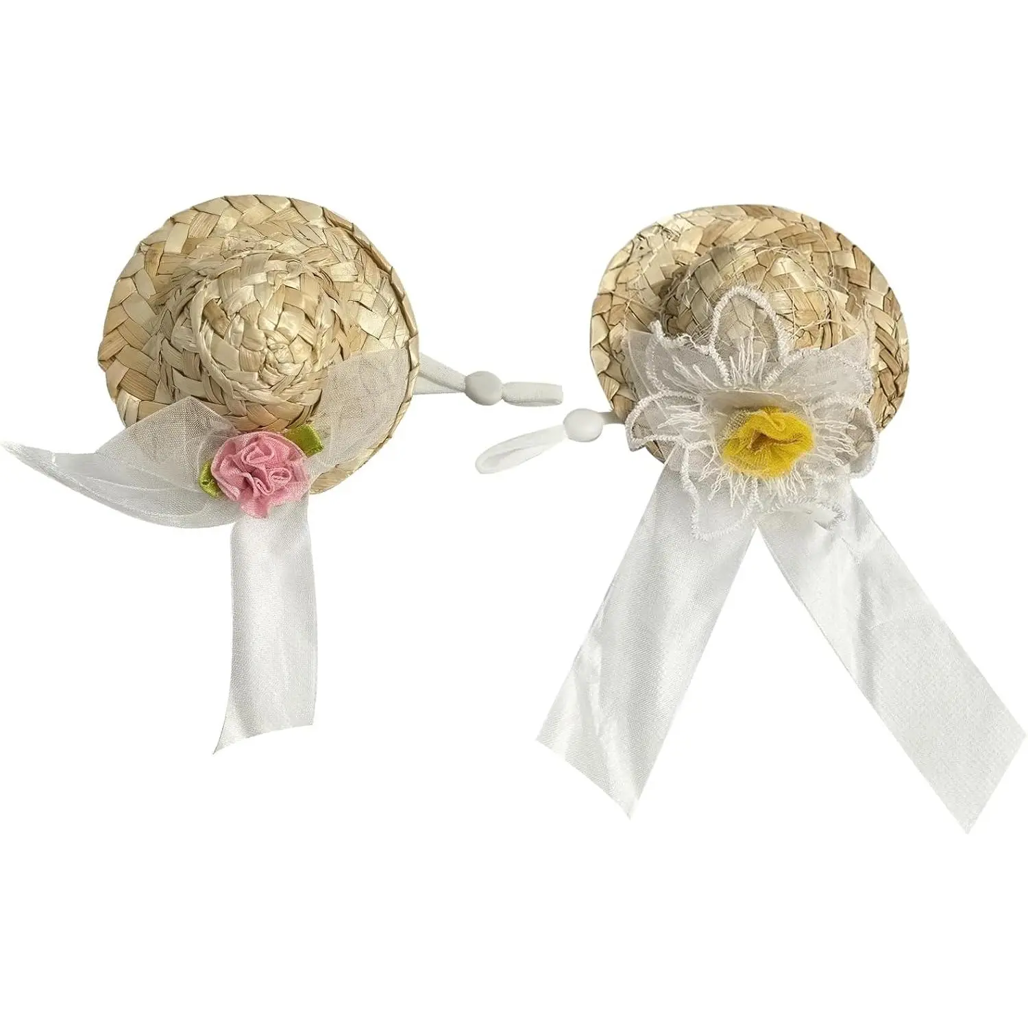 .Inch Mini Chicken Hats with Elastic Strap - Funny Pet Straw Hat for Chickens, Hamsters, Parrots, Small Birds