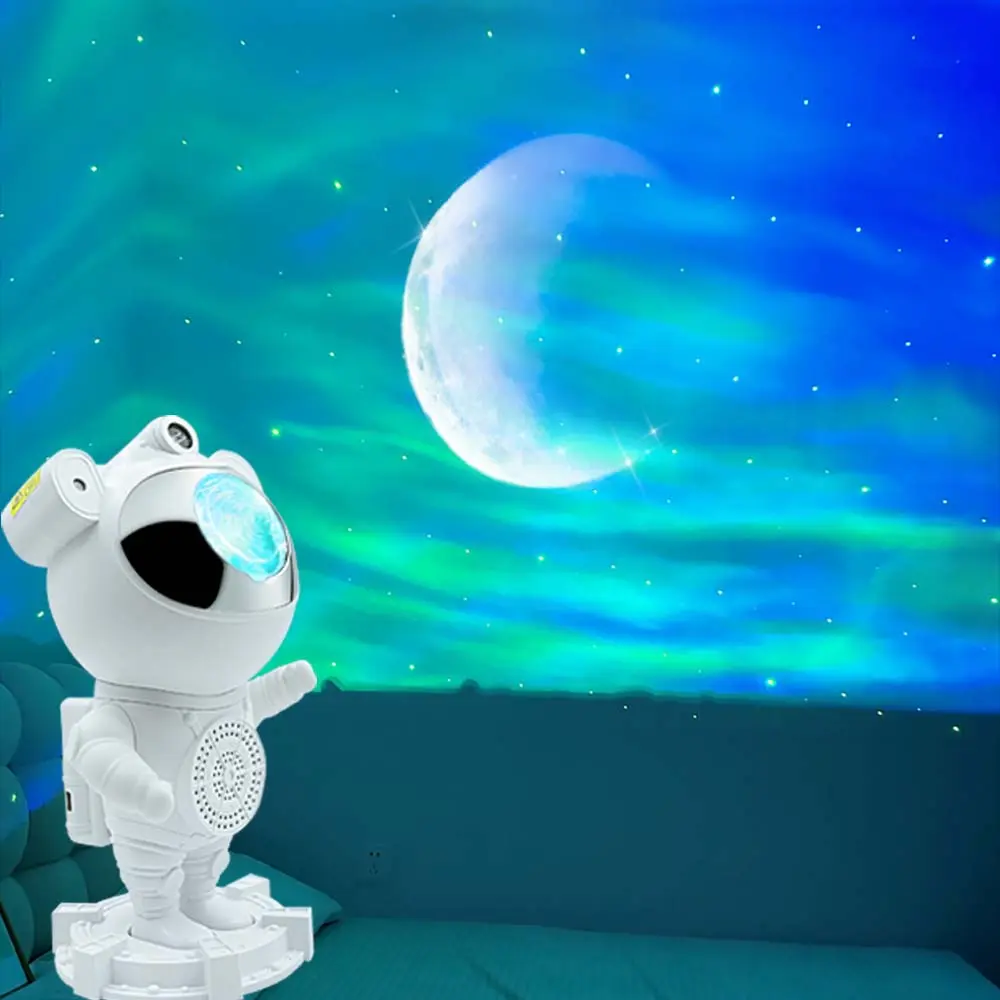 Astronaut Space Aurora Projector Lamp - Plastic Indoor Ambient Night Light with Bluetooth Speaker, Ceiling Wall Lighting, 24*13*12cm Auto Off Timer for Bedroom Decor (Kids)