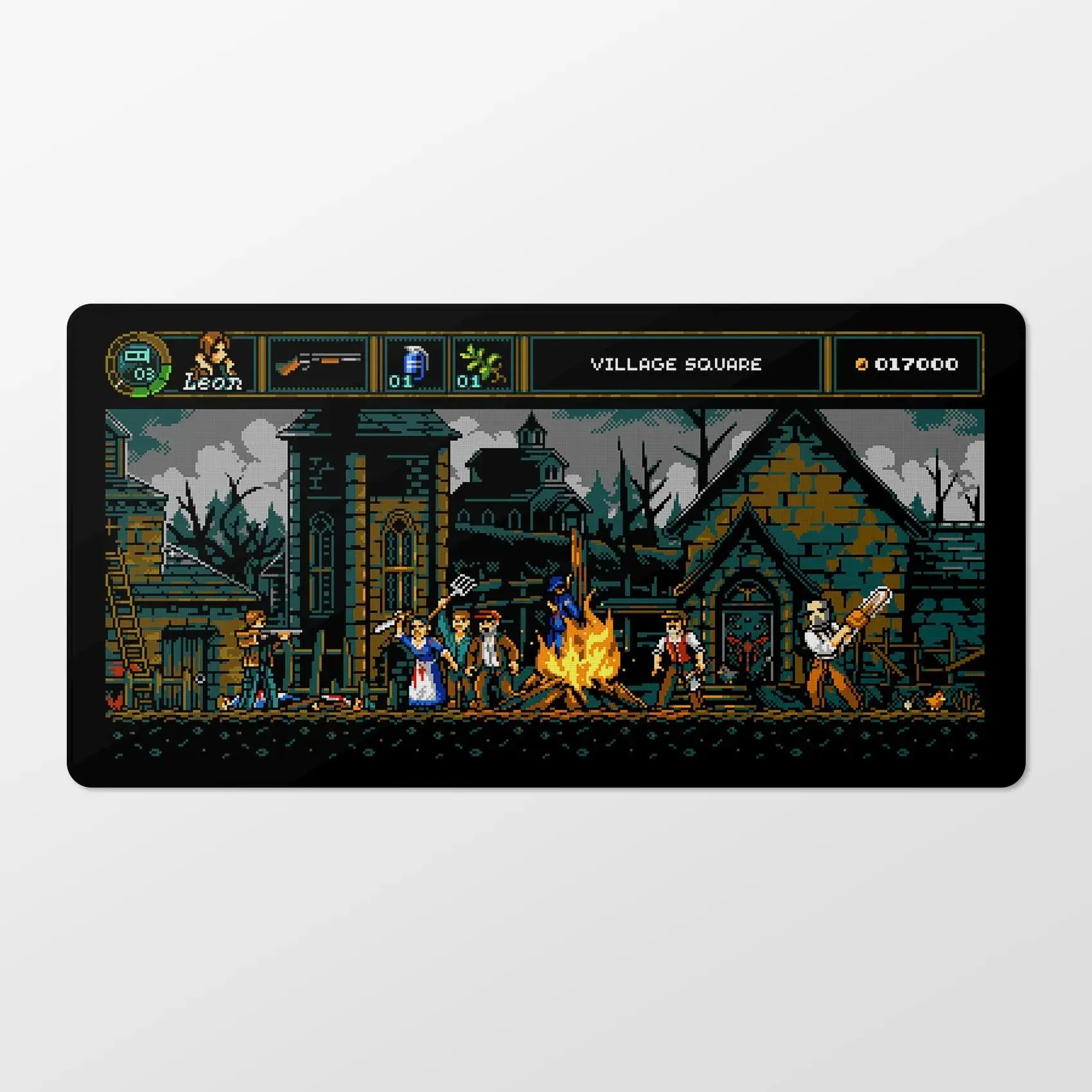 Resident Evil 4 Desk Mat, Extended Gaming Mouse Pad with Pixel Art