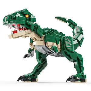 2026 New Large Jurassic Park T-Rex Mech Model Boys' Building Block Toy Birthday Gift Christmas Gift Green Dinosaur fun