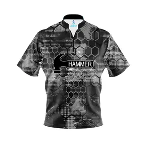 Hammer Blackout Honeycomb Quick Ship CoolWick Sash Zip Bowling Jersey
