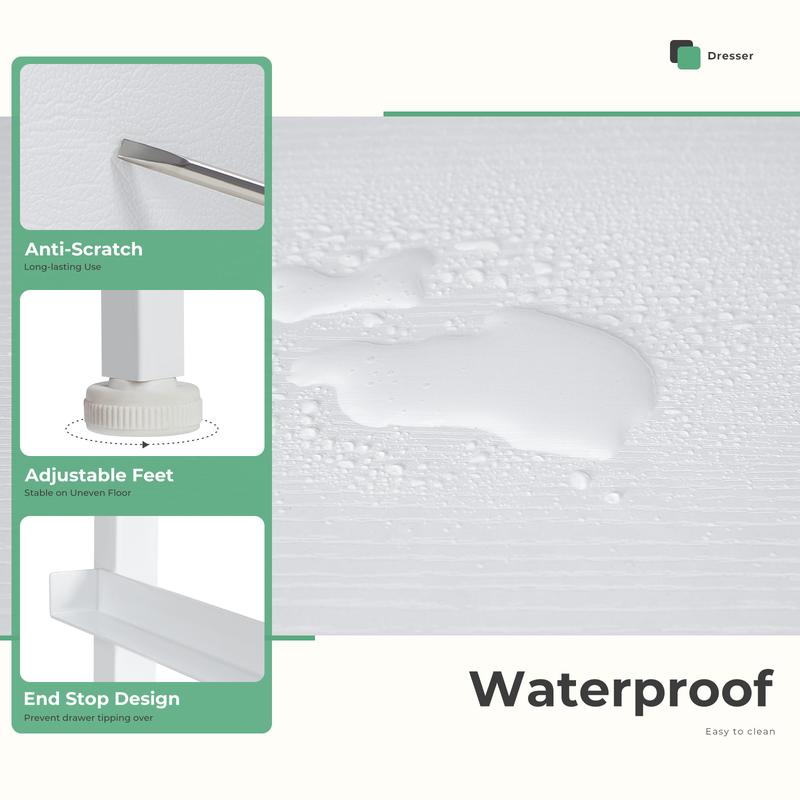 Dresser with 4 Drawers, Storage Tower, Organizer Unit, Fabric Dresser for Bedroom, Hallway, Entryway, Closets, Sturdy Steel Frame, Wood Top, Easy Pull Handle