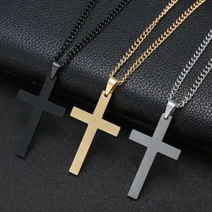 Christian Jesus Cross Necklace - Gold, Silver, Black Pendants on Alloy Chain - Approximately 50cm to 60cm Length - Unique Design for Everyday Wear