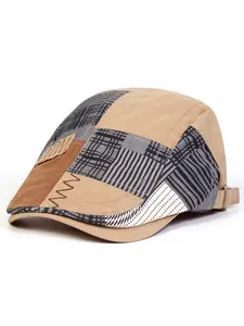 Unisex Colorful Fabric Patchwork Beret Hat, Stylish Hat, Outdoor Adjustable Sun Protection Casual Cap, Spring & Fall Travel Beach Vacation