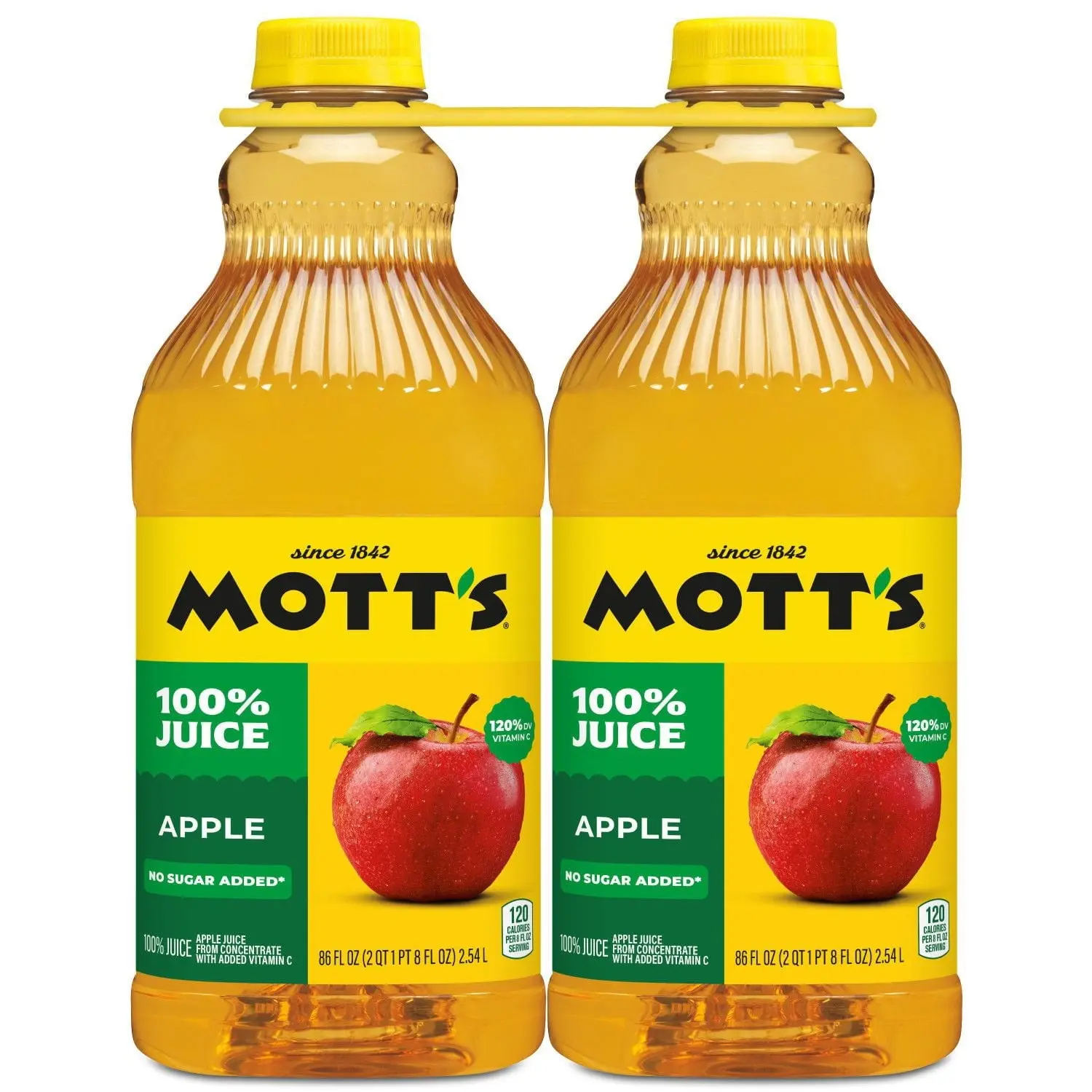 Mott's 100% Apple Juice, 86 fl oz Bottles, 2 Pack, Ready-to-Drink Family Size Fruit Juice Mott's 100% Apple Juice, 86 fl oz Bottles, 2 Pack, Ready-to-Drink Family Size Fruit Juice