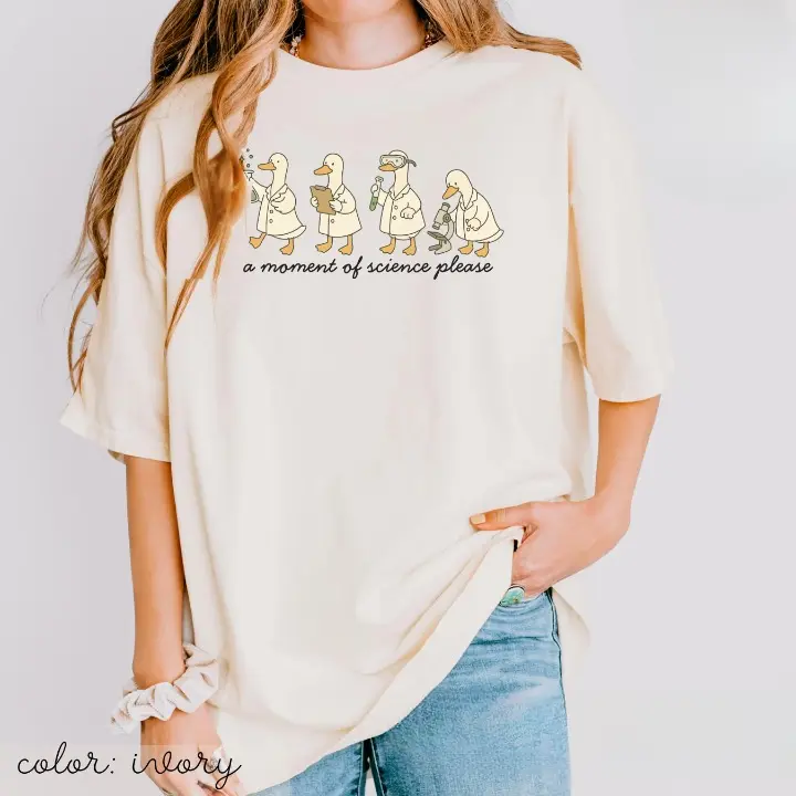 Comfort Colors A Moment of Science Please T-Shirt, Funny Science Teacher Tee, STEM Shirt for Women, Chemistry Classroom Gift, Back to School Apparel, Cute Biology Physics Teacher Gift, Science Lover Graphic Tee, School Teacher Gift for Women & Men