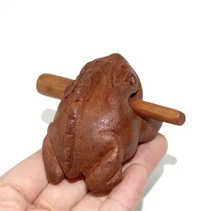 [Handcrafted Wooden Guiro] Handcrafted Wooden African Frog Guiro |   1pc, Traditional Rasp Musical Instrument, Ideal for Music Lovers & Eid Al-Adha, Cultural Significance, No Electricity Needed, Handheld with Vibrant Background