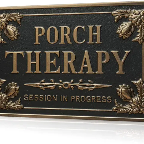 Porch Therapy Metal Tin Sign - 8x12 in Outdoor Waterproof Plaque, Rustic Design Wall Decor, Fade Resistant Long Lasting Easy Install Home Supply for Front Patio, Garden