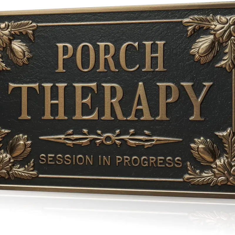 Porch Therapy Metal Tin Sign - 8x12 in Outdoor Waterproof Plaque, Rustic Design Wall Decor, Fade Resistant Long Lasting Easy Install Home Supply for Front Patio, Garden