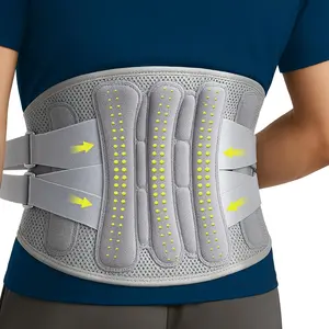 4D Knit Back Brace for Lower Back Pain Women, Breathable Back Support with Bionic Support System for Men, Adjustable Lower Back Brace for Herniated Disc, Sciatica, Scoliosis (Grey, Large)