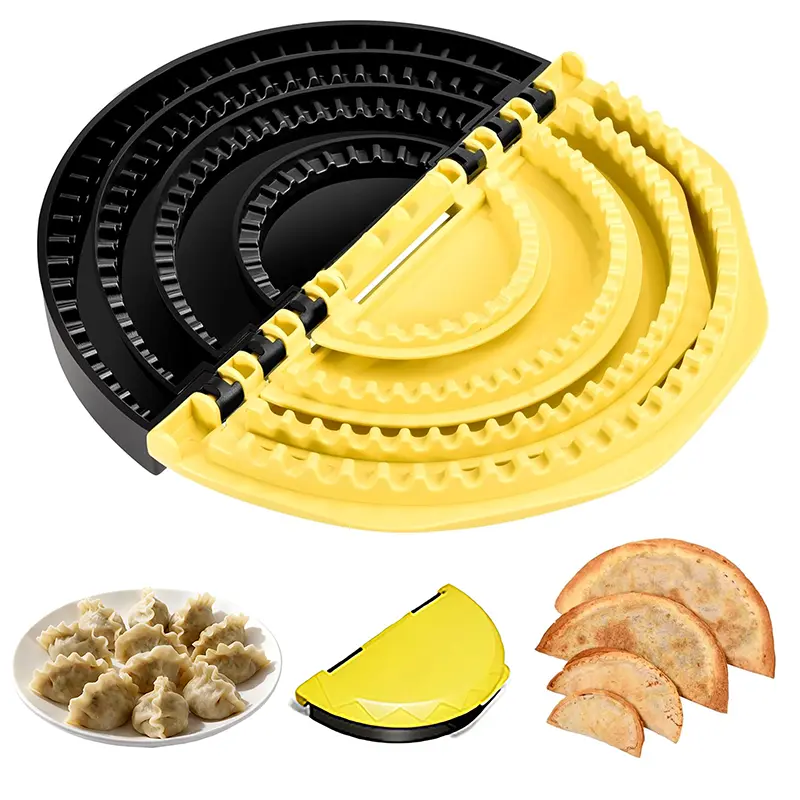Calzone 4-in-1 Multi-Size Upgraded Plastic Kitchen Utensil Set with 4-in-1 Functionality - Quesadilla Maker, Tortilla Sealer, Removable 4"+6"+8"+10" Presses, Crimped Edge Dishwasher-Safe Burrito Crimper, Easy Storage