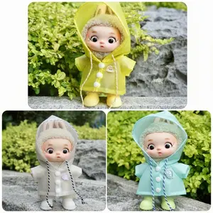 Fecanincare 17cm Doll Clothes Accessories Matching Set, Waterproof Raincoat and Boots, Fits 15cm/17cm Dolls, Theme Costume, Fashion Kawaii Doll Clothing, Rainy Day