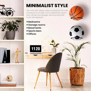 Basketball Holder Wall Mount Soccer Display Rack Metal Universal Ball Display Rack Stand for Basketball Football Volleyball Organiser Decor