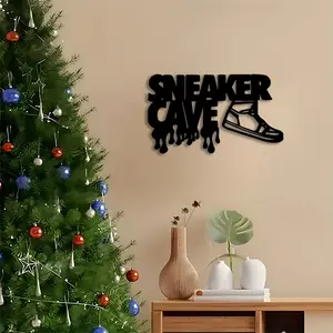 1pc Black Metal Sneaker Cave Wall Art, Sneaker Cave Stylish Statue Mural, Perfect for Home, Office, Suitable for Indoor, High Quality, Rust-Resistant, Ideal Gift for Sneaker Enthusiasts, Metal Wall Art, Stylish Design.