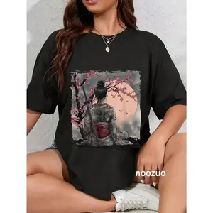 100% Cotton Japanese Geisha Japanese Samurai Sakura Cherry Blossom T-Shirt